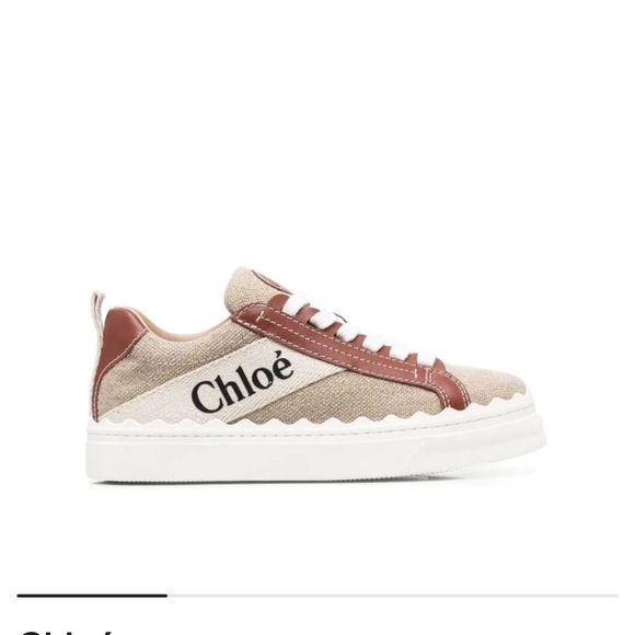 CHLOÉ Women's Lauren Logo Platform Sneakers in Beige Fabric/Brown US 9 /… - Picture 2 of 11